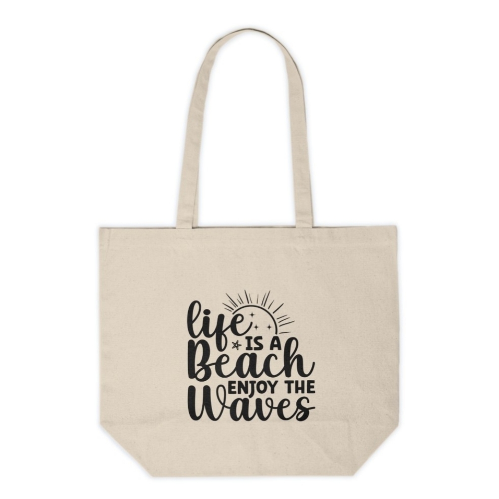 Life Is A Beach Enjoy The Waves Custom Canvas Tote Bag